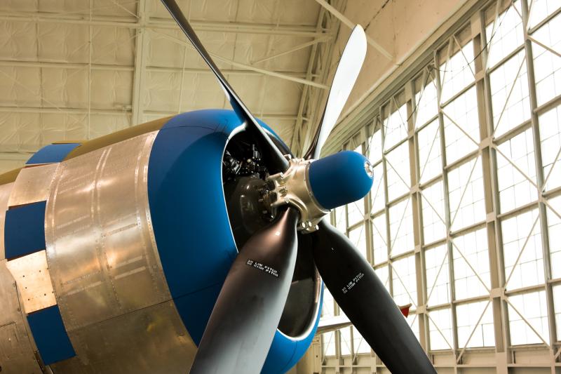 Detail shot of plane propeller.